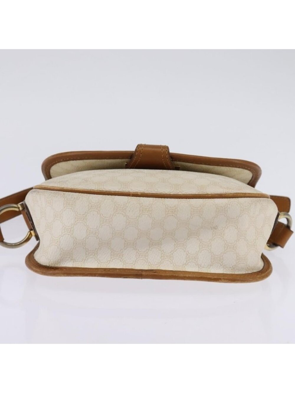 Authentic CELINE Macadam Canvas Shoulder Bag PVC Leather White Gold - Picture 12 of 16